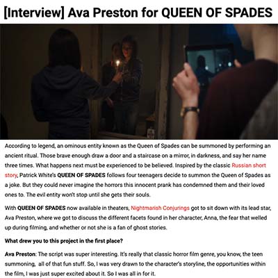 [Interview] Ava Preston for QUEEN OF SPADES
